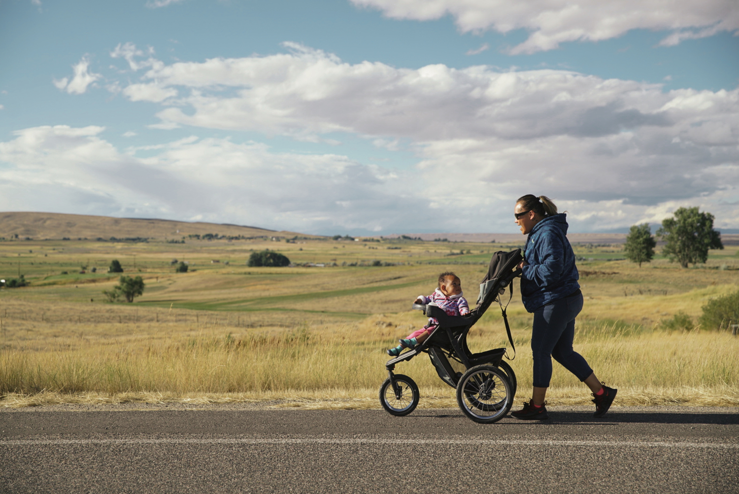 Desirae takes LaRose Leigh on their evening walk down the road from her parents’ home. She says LaRose Leigh loves their daily ritual and being outside. 