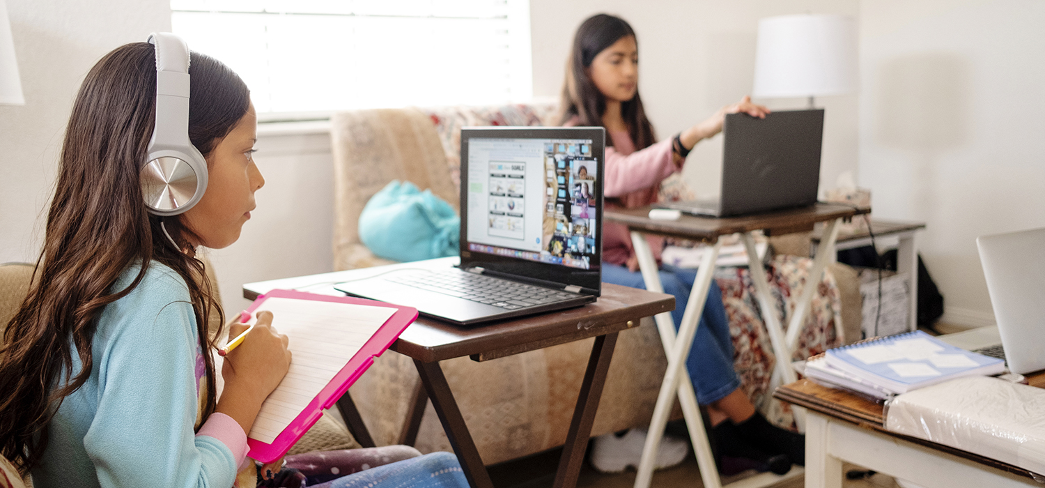 Children study remotely
