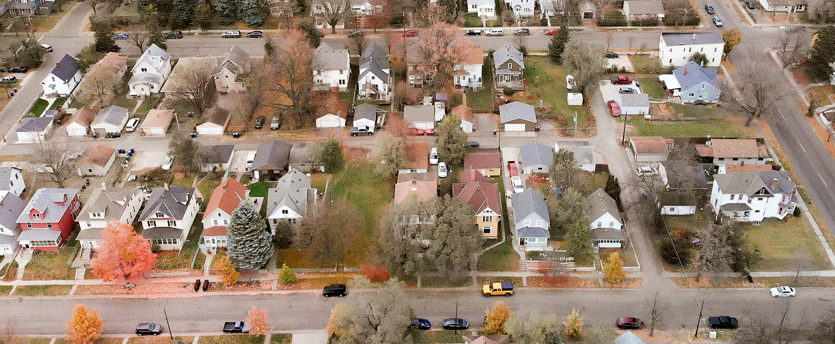 Overhead shot of neighborhood