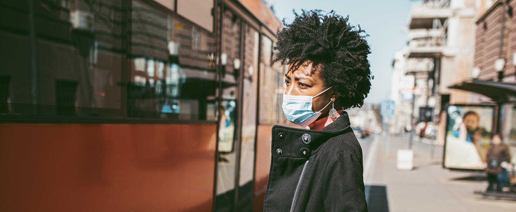 African American woman wearing a mask