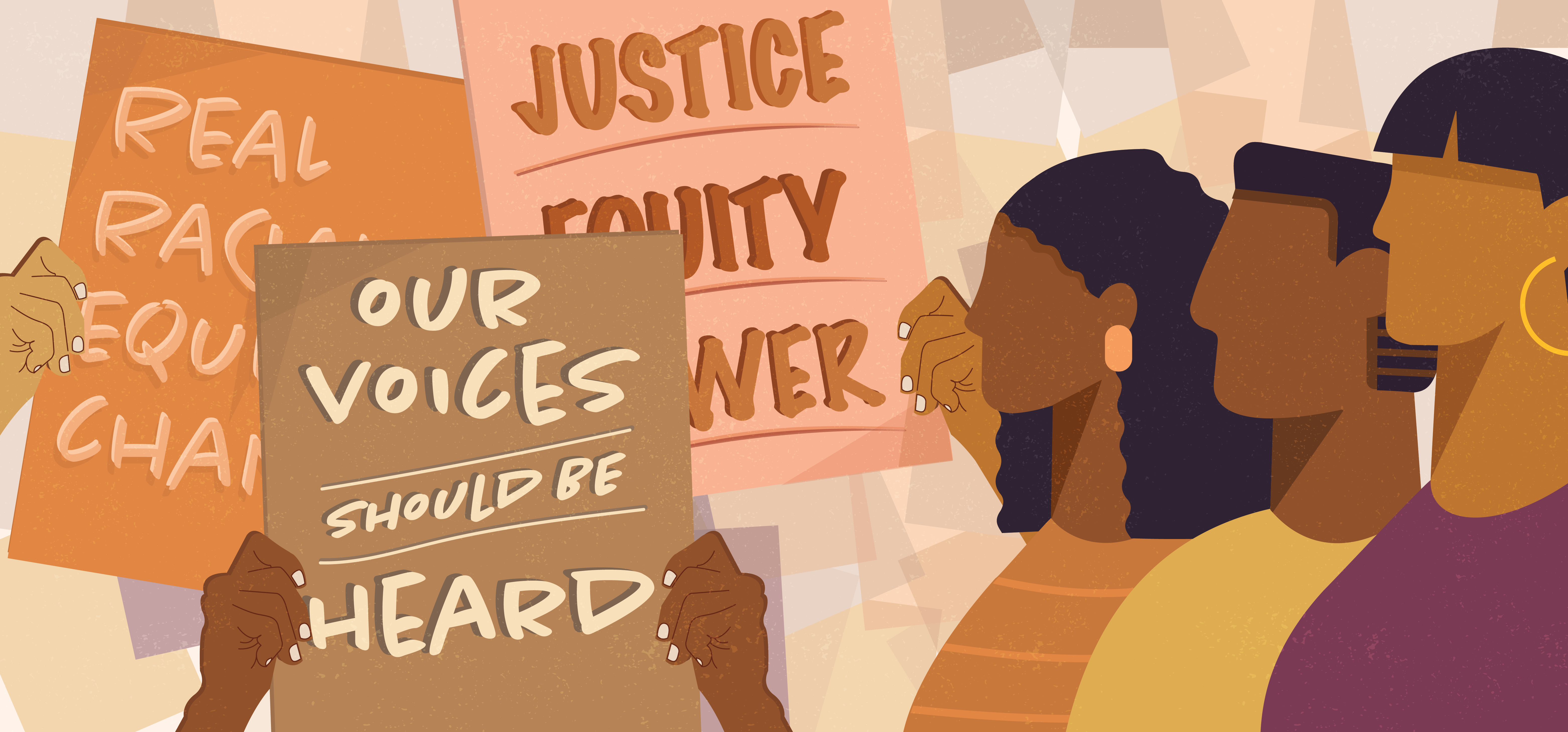 Illustrated protesters