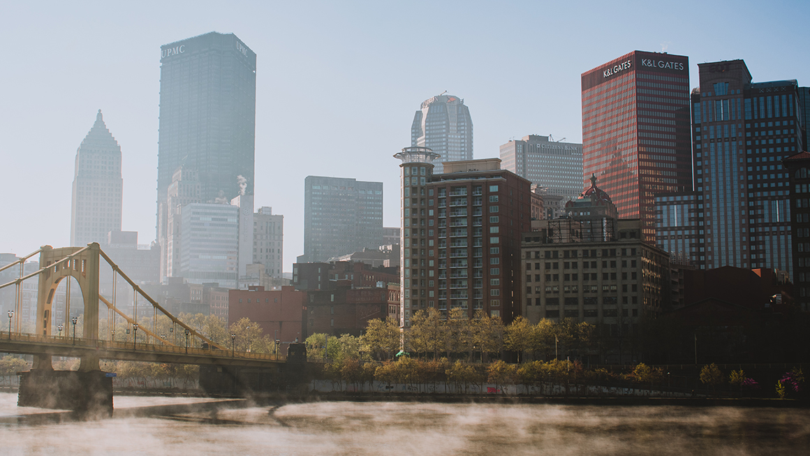 A city landscape.