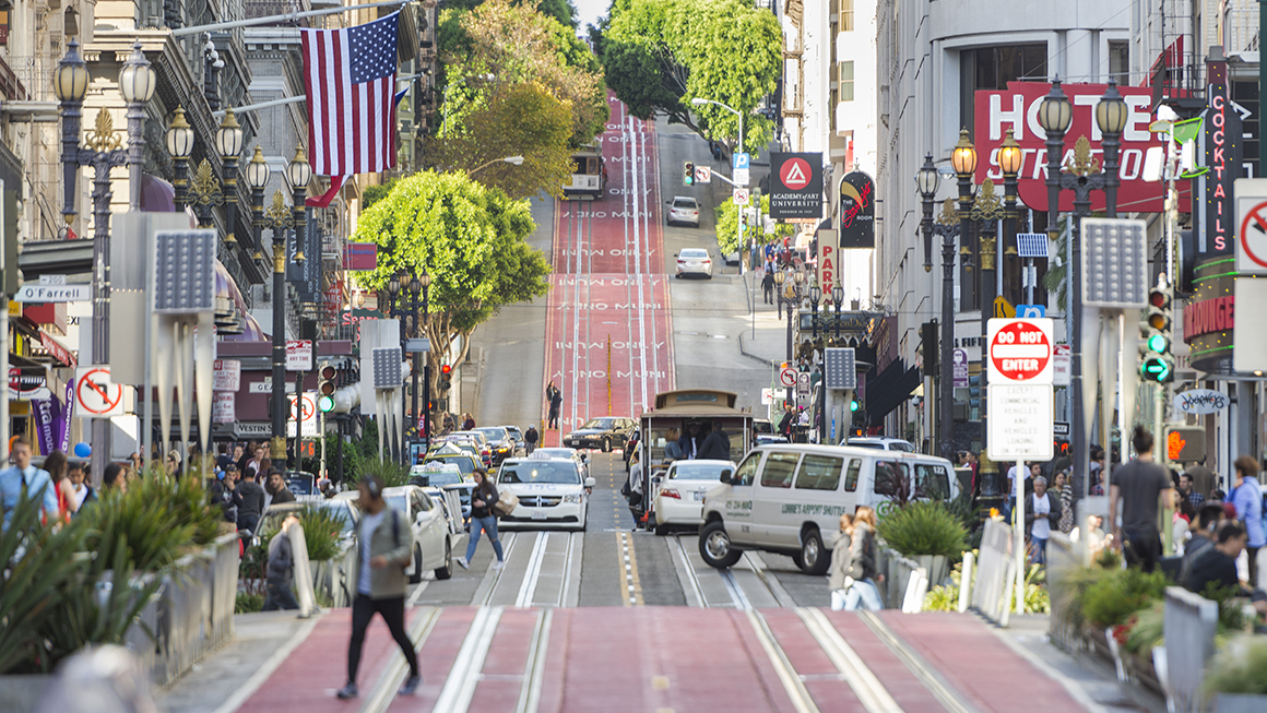 A busy street.