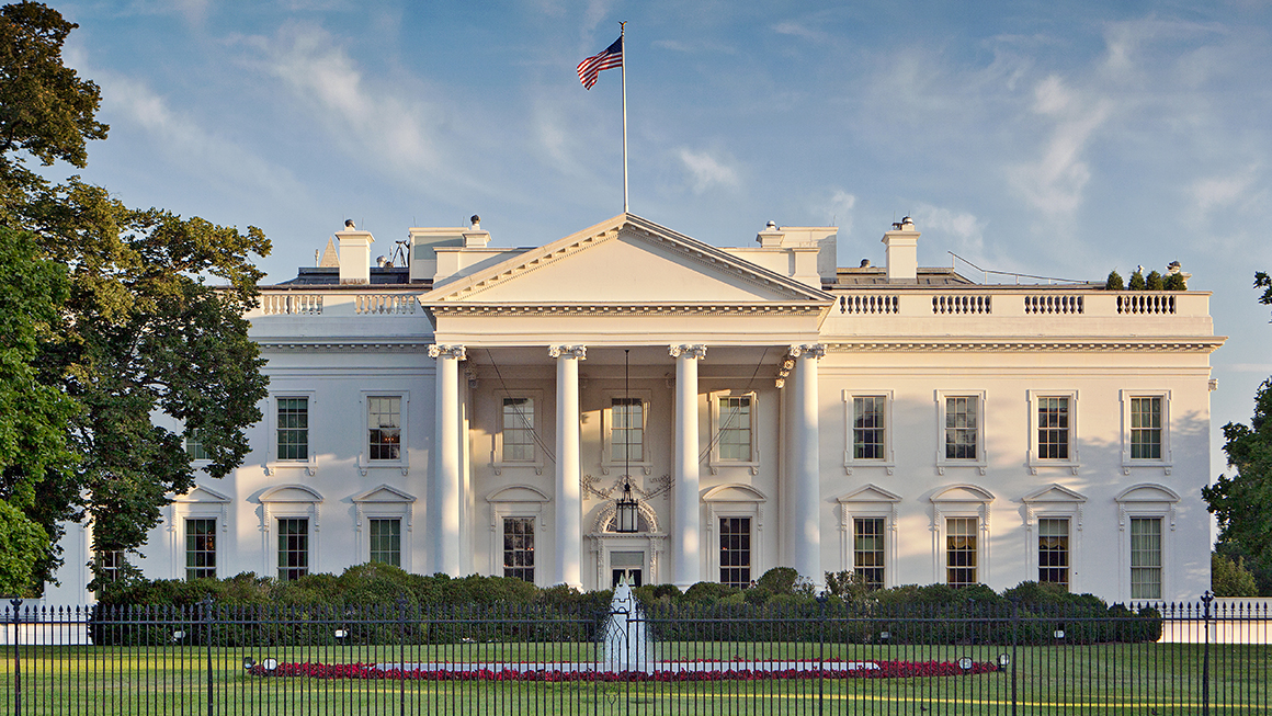 The front of the White House.