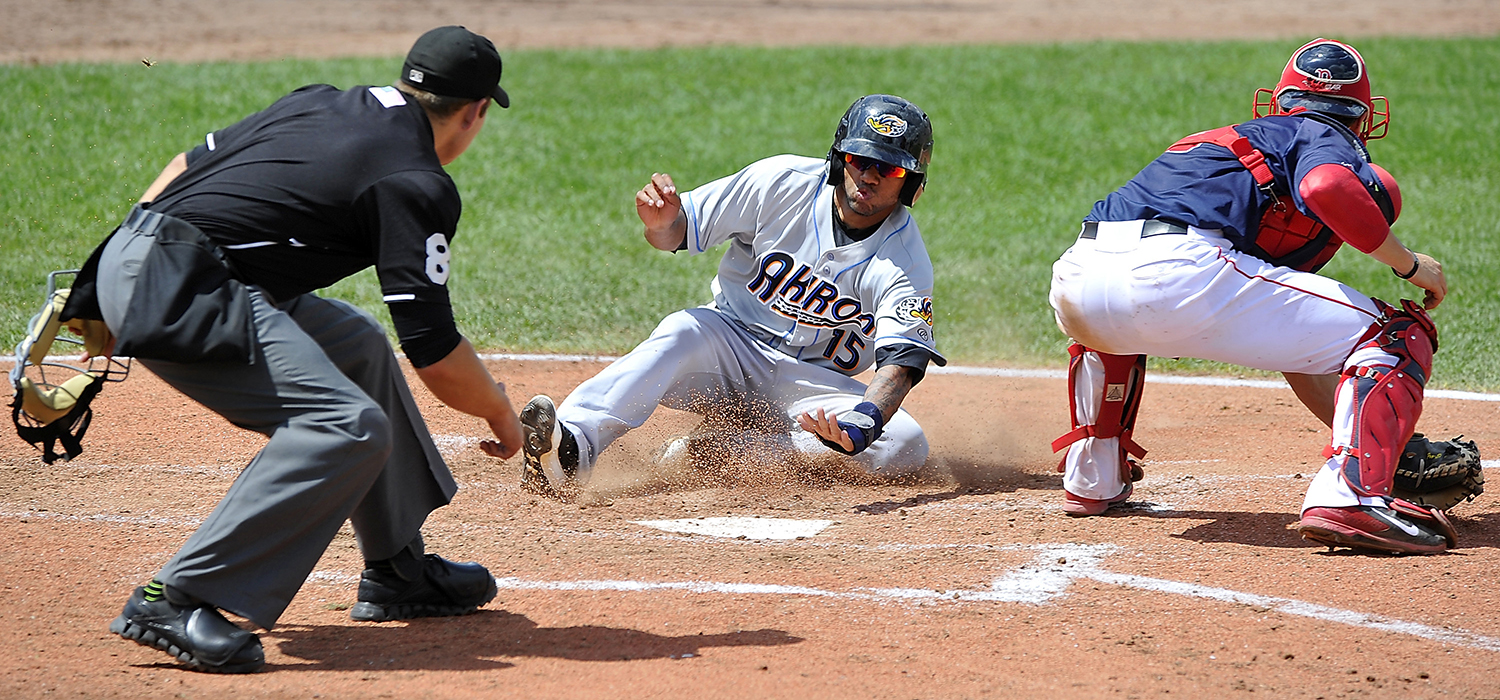 Minor league baseball players play a game