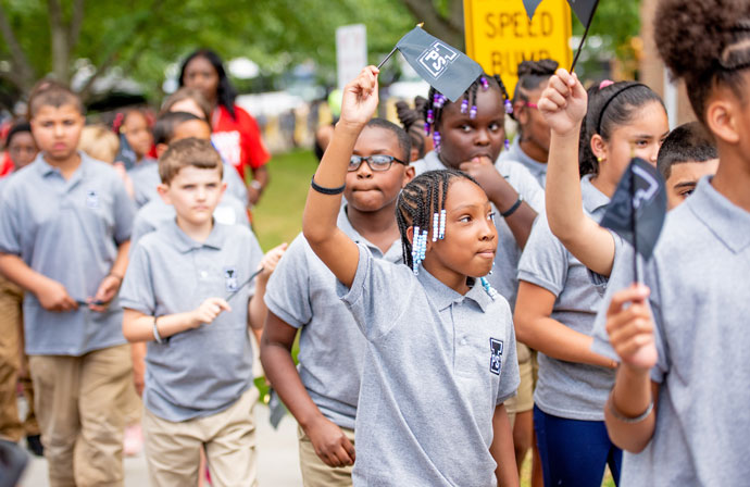 Students at LeBron James's I Promise School
