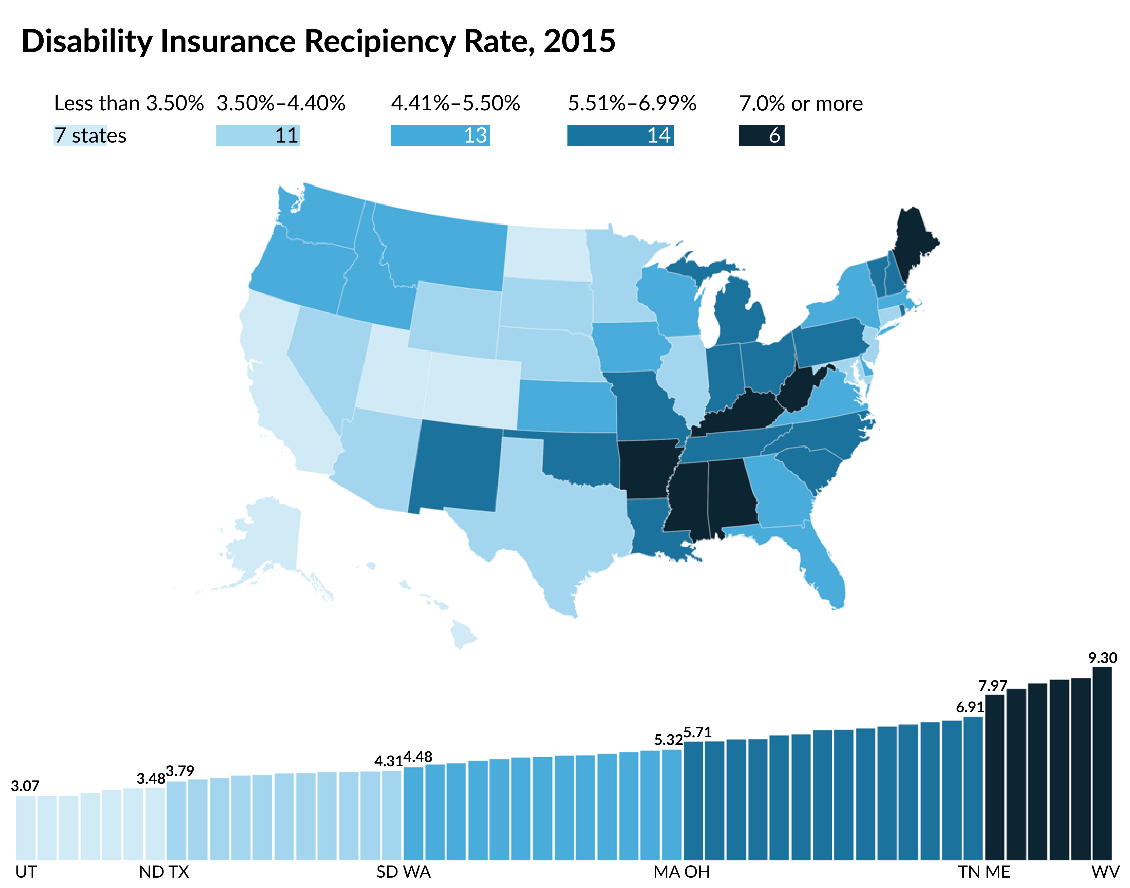 Disability Insurance Recipiency Rate, 2015 map 3