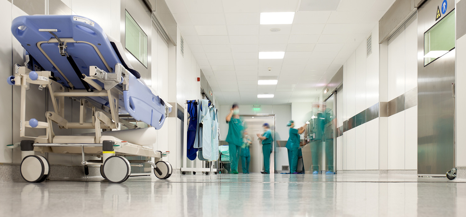Rolling bed in a hospital
