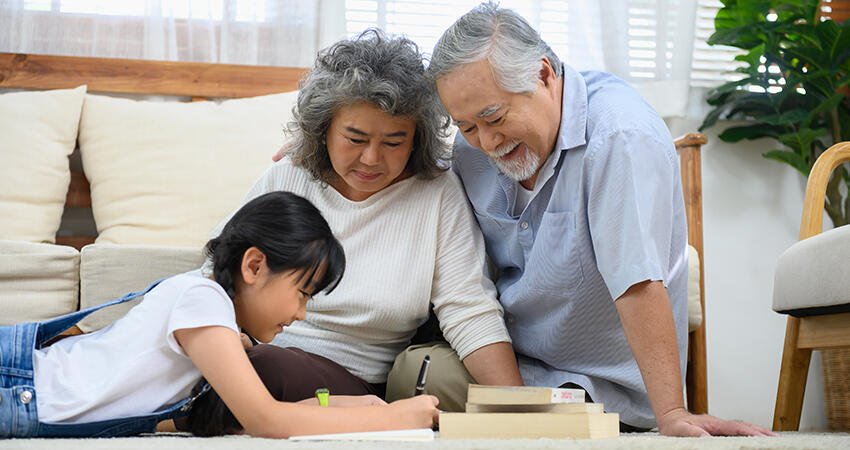 Grandparents with grandchild