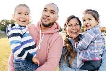 Happy family with kids