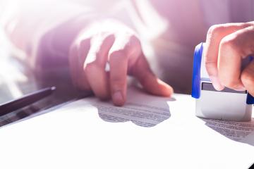 Notary Certificate Contract Paper Stamp In Office