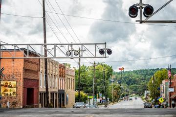 Downtown in small town city of Old Fort in North Carolina