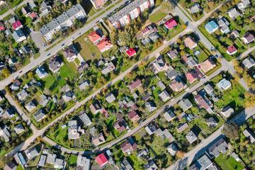 aerial view over houses