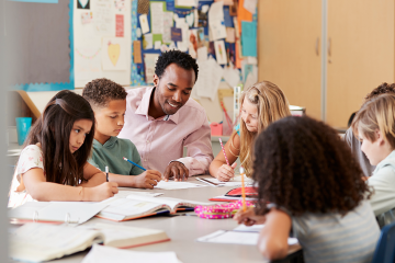 photo of students in classroom with teacher