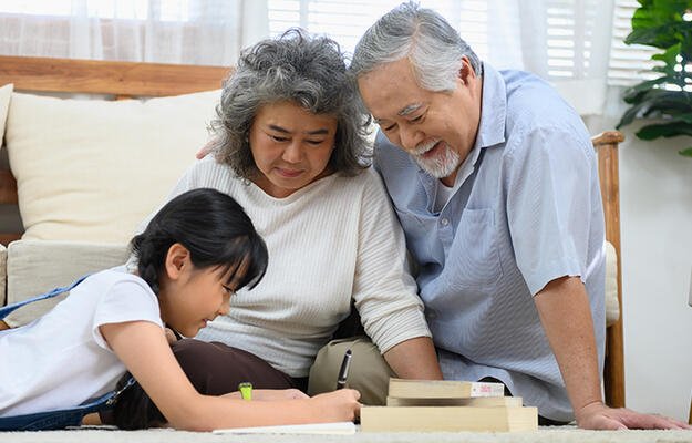 Grandparents with grandchild