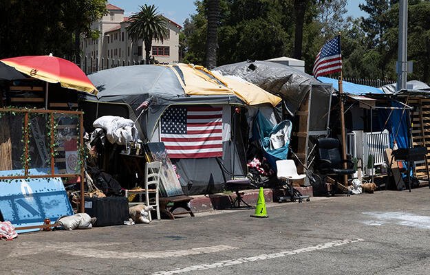 photo of homeless living in tents