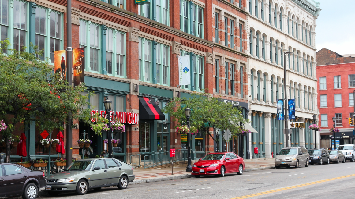 photo of  View along West St Clair Avenue in Historic Warehouse District of Cleveland, Ohio