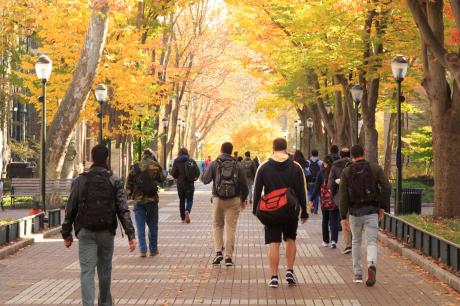 Students walking on College Campus