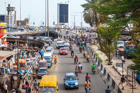 A busy street.