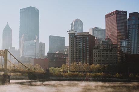 A city landscape.