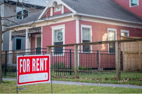  A 'For Rent' sign is posted near a home on February 07, 2022 in Houston, Texas