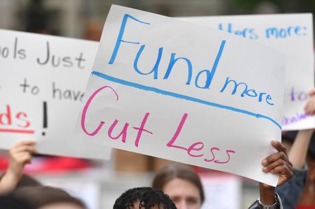 Teachers and students rally against budget cuts