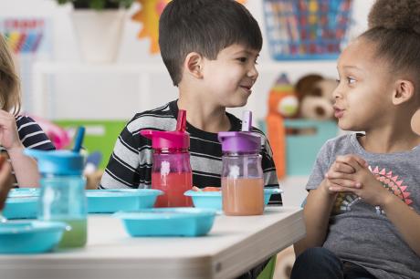Kids eat together at school