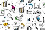Colorful illustration of graphs, pie charts, bar charts, etc