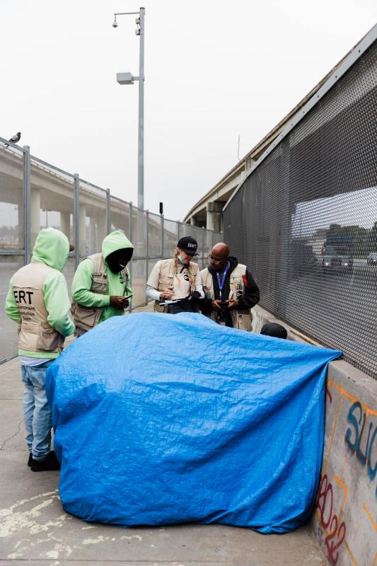Members of the Encampment Resolution Team and Homelessness Outreach Team