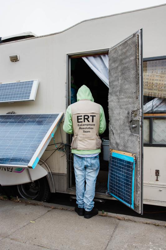 Members of the Encampment Resolution Team and Homelessness Outreach Team