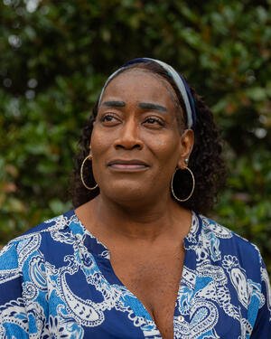 Jayme Steger, a case worker for the Trans Housing Coalition and a Black trans woman